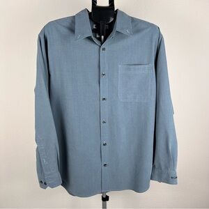Columbia Men’s L Blue Check Button Down Shirt Modal Blend Long Sleeve Casual
